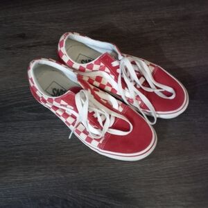 Vans Red and White Checkered Sneakers